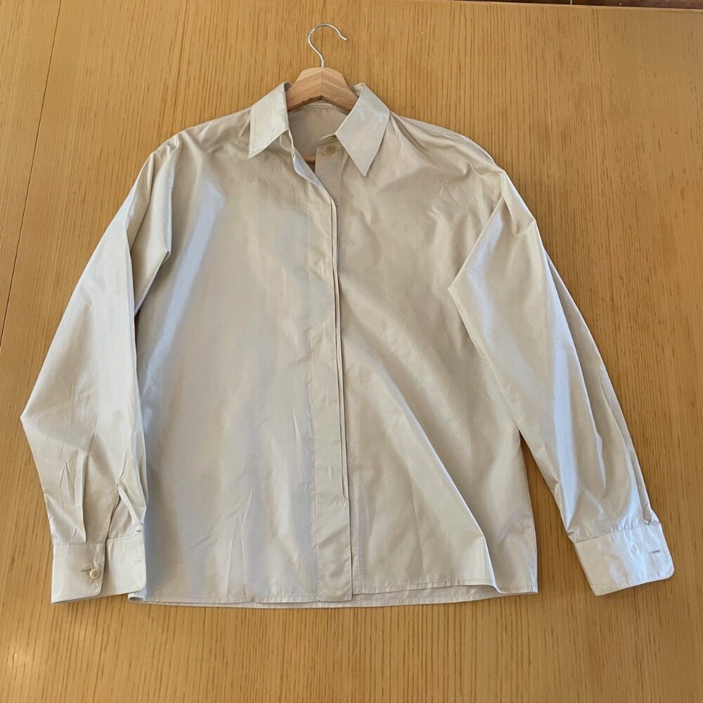 Calvin Klein Collection Silk Taffeta Button Down, Size 4